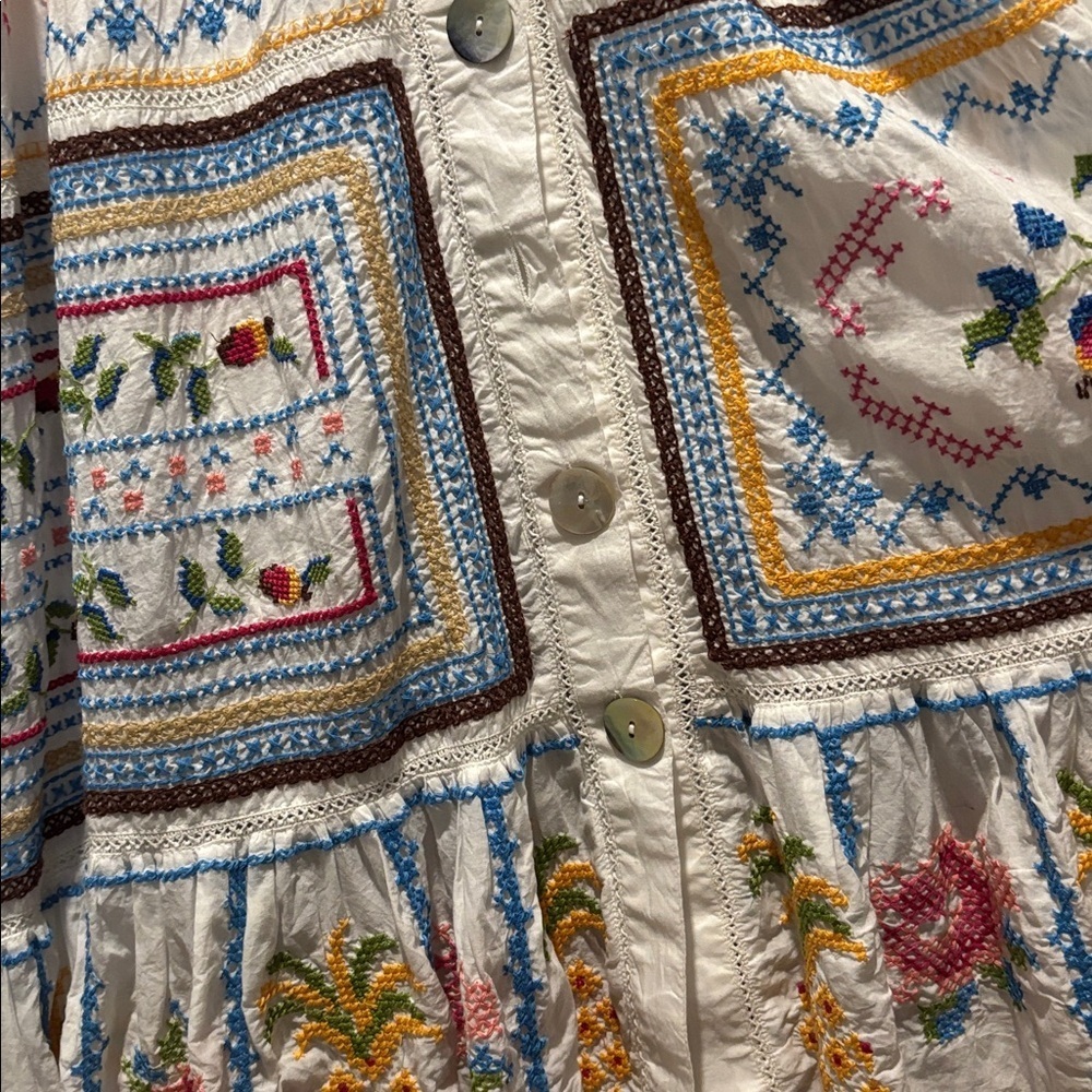 FARM RIO rare grandma embroidered tapestry midi dress - Picture 5 of 16